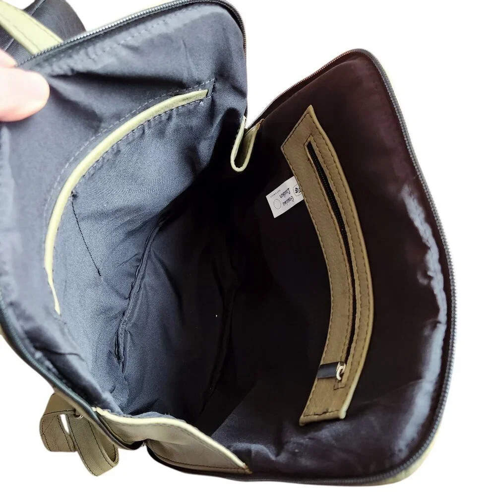 Earthy Taupe Minimalist Genuine Leather Handmade in Mexico Backpack - Picture 9 of 10